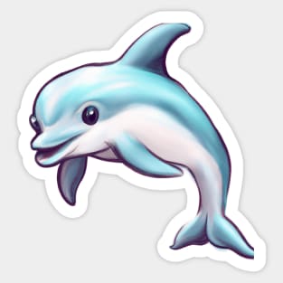 Cute Dolphin Drawing Sticker